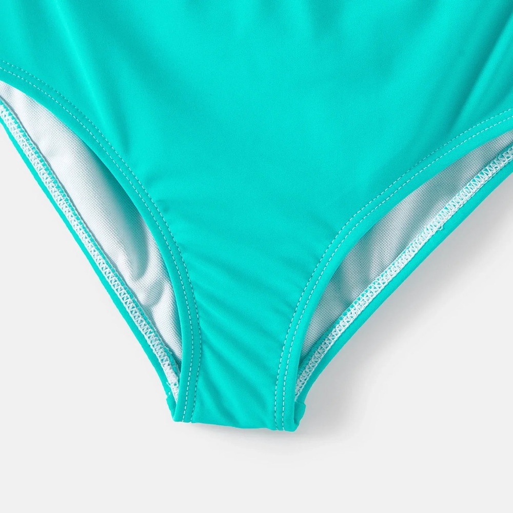 Pat Pat Women’s Striped Black/White Top with Teal Bottom Swimsuit One Piece Sz M - Picture 5 of 6
